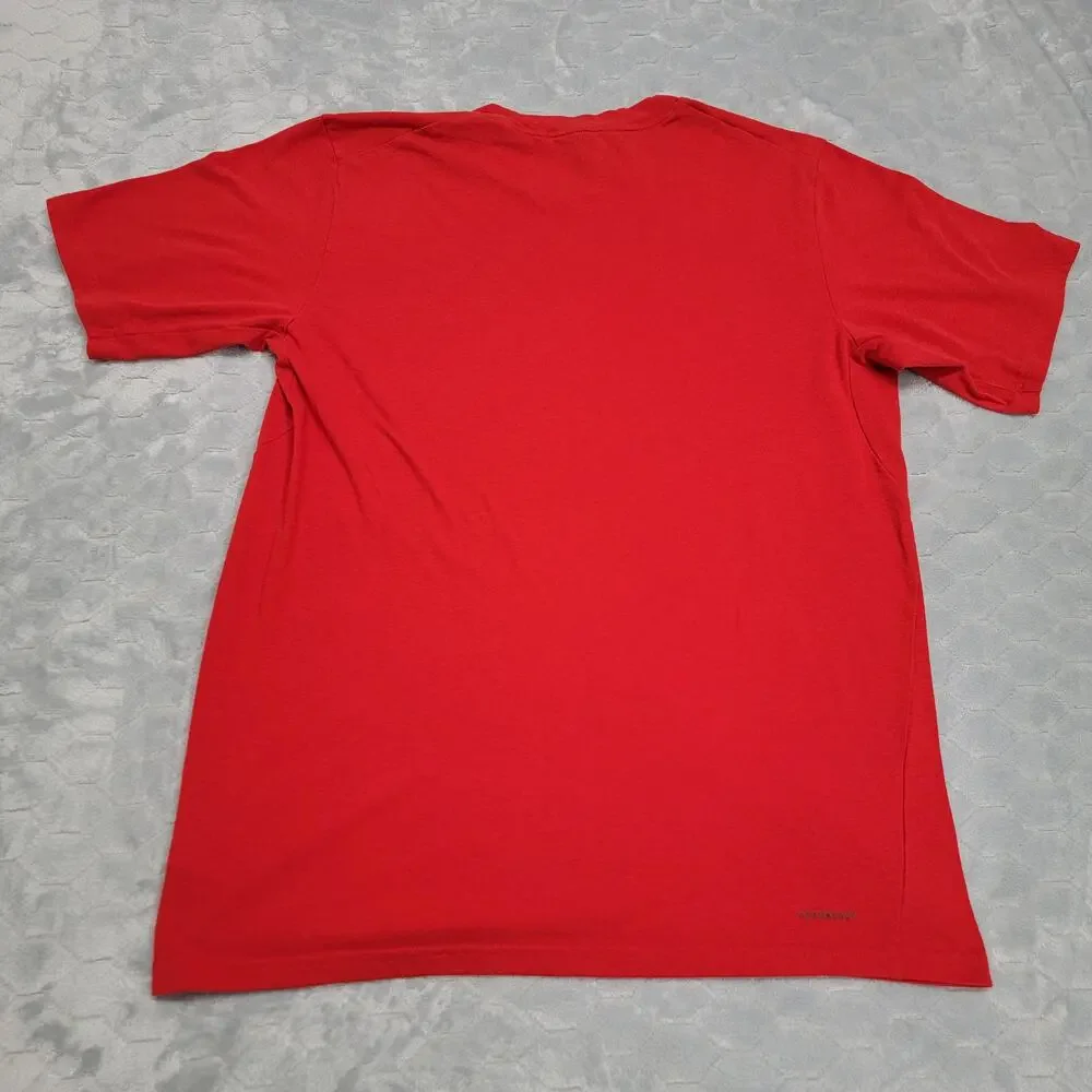 Adidas Aeroready Mens Large Red Short Sleeve Athletic Training T-Shirt Tee